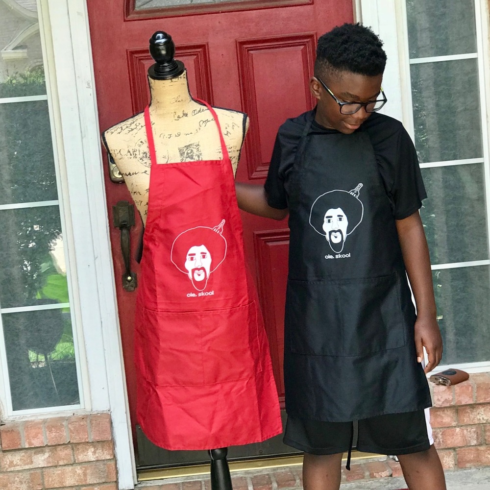 New Kids OleSkool Apron is great for grilling & chefs in the kitchen.